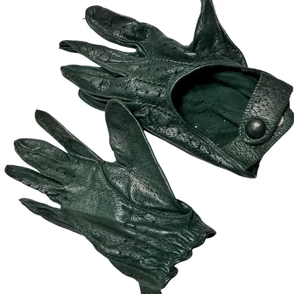 Vintage Brown leather gloves lined Size 7.5 plus green driving gloves